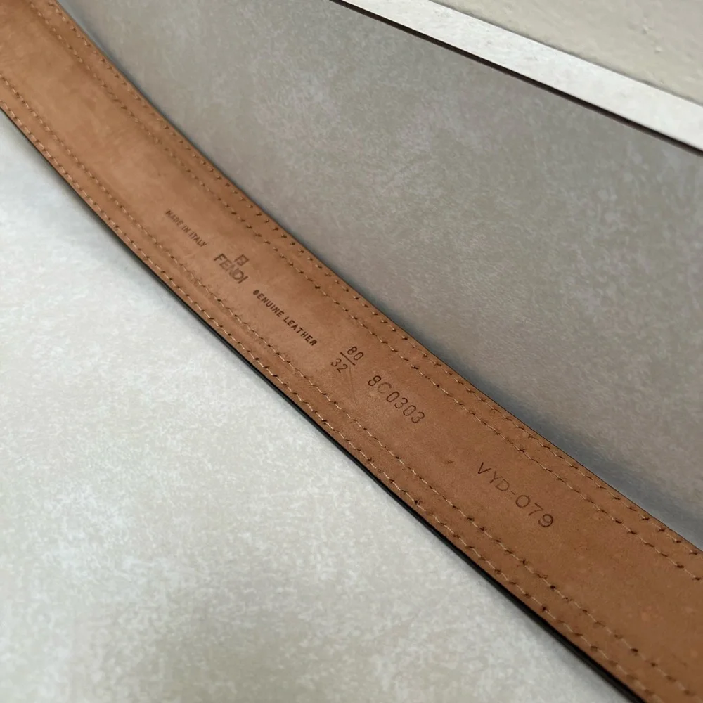 Fendi Wide Leopard Print Leather Belt Size 80/32 - Picture 6 of 13